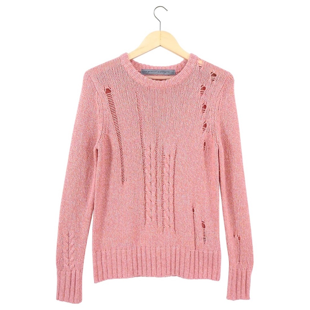 Raquel Allegra Pink Distressed Sweater
